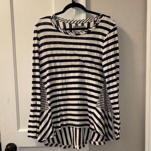 Anthropologie Navy and White Striped Long Sleeve Top